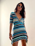 1970s Striped Knit Dress Closeup