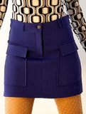 1960s inspired purple miniskirt closeup.