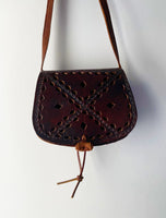 Vintage Leather Boho Saddlebag Closeup