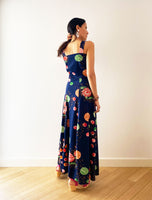 1960s maxi print dress back