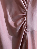 1970s pink wrap disco dress detail