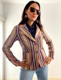 1970s striped denim blazer closeup