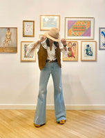 Brown Suede Western Vest Front