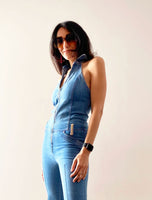 Retro denim jumpsuit closeup