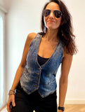 1970s Style Denim Vest Closeup