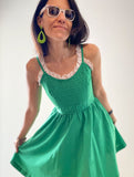 Lanz Originals Green Cotton Dress Closeup