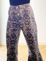 Snake Print Bell Bottom Jeans Closeup